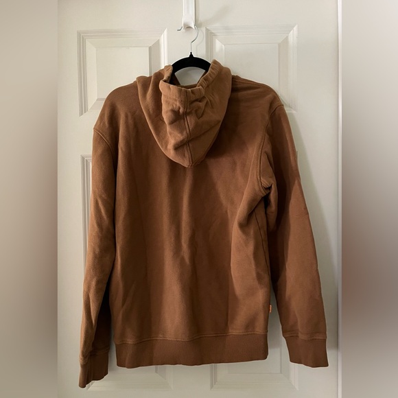 Men’s Timberland Brown Hoodie Sweatshirt with Ribbed Cuffs and boot Logo Small - Picture 6 of 6
